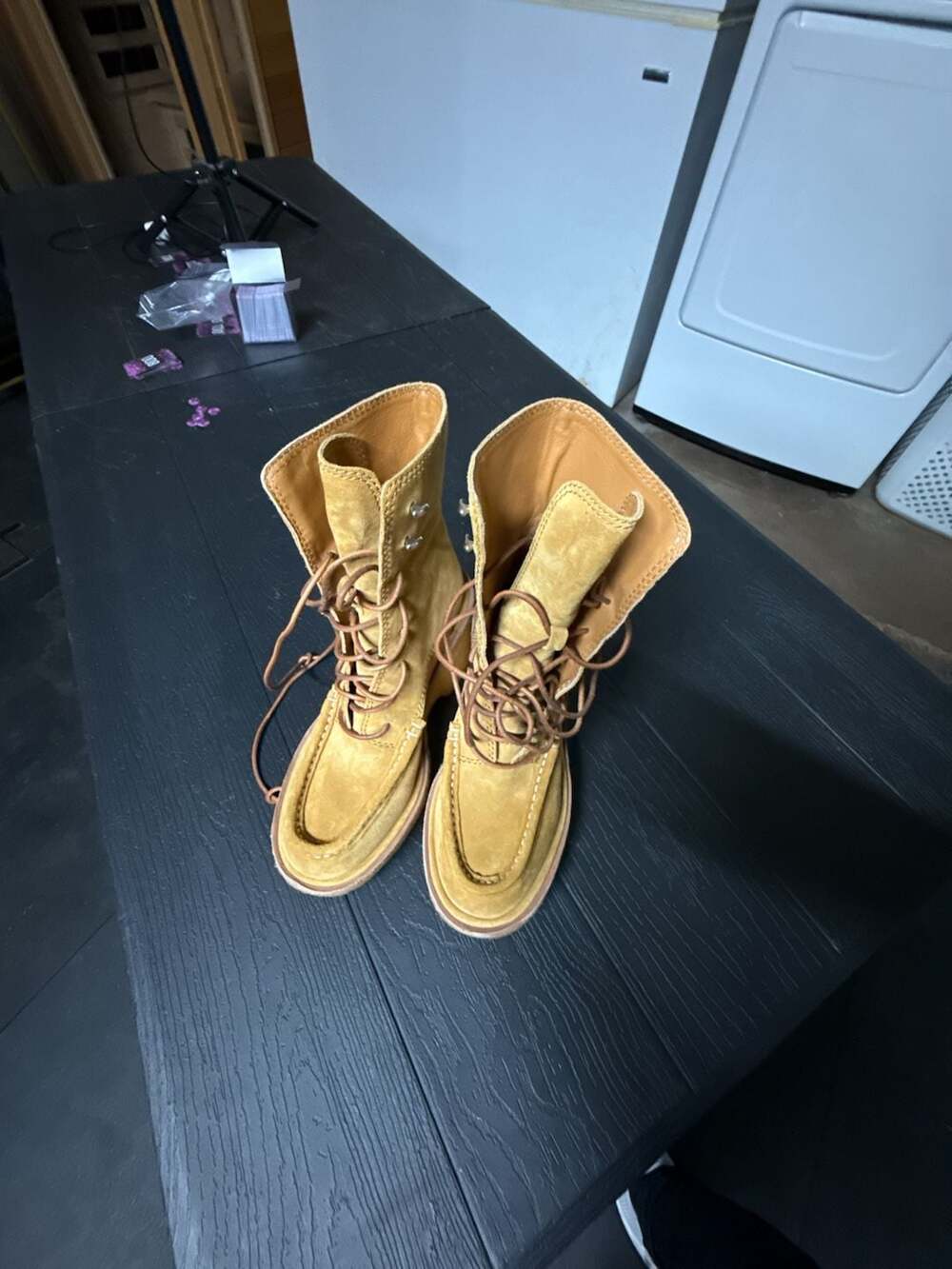 Rag & Bone Scout Wedge Boots Size 36 Beige Suede Lace Up Platform